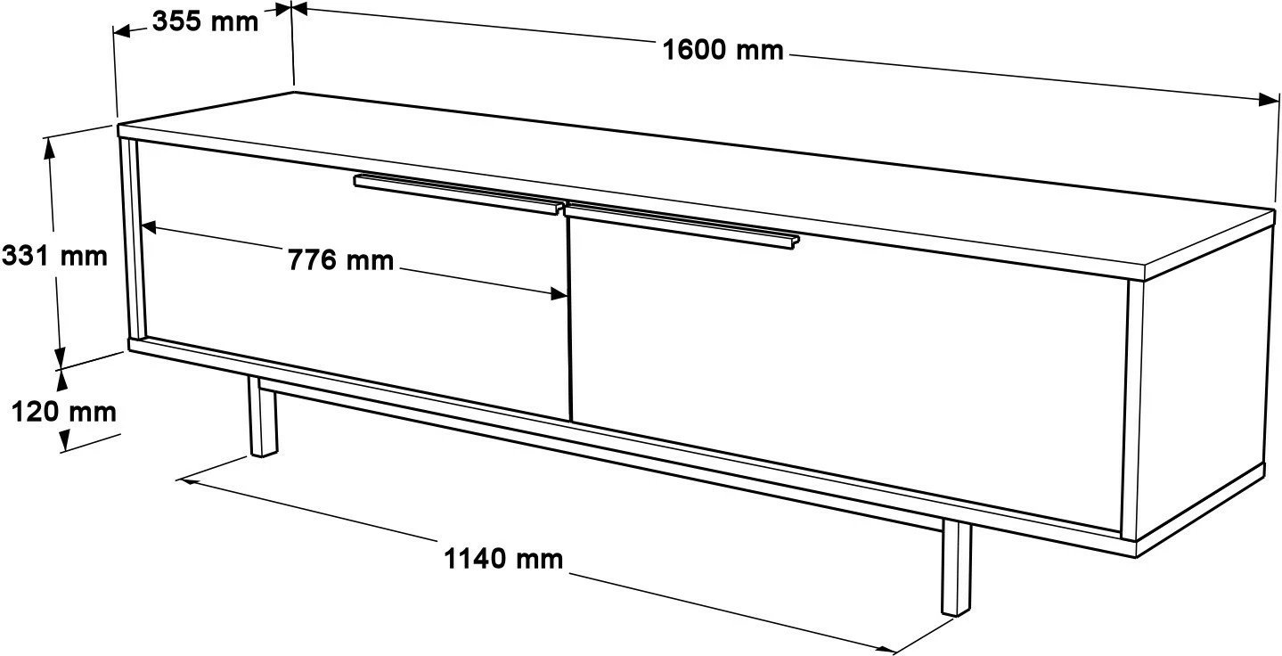 Komodë për TV, ngjyrë arrë dhe lis, Skye Decor, On1-Su