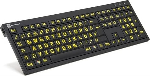 Tastierë LogicKeyboard XL-Print DE, shkronja të mëdha, e zezë