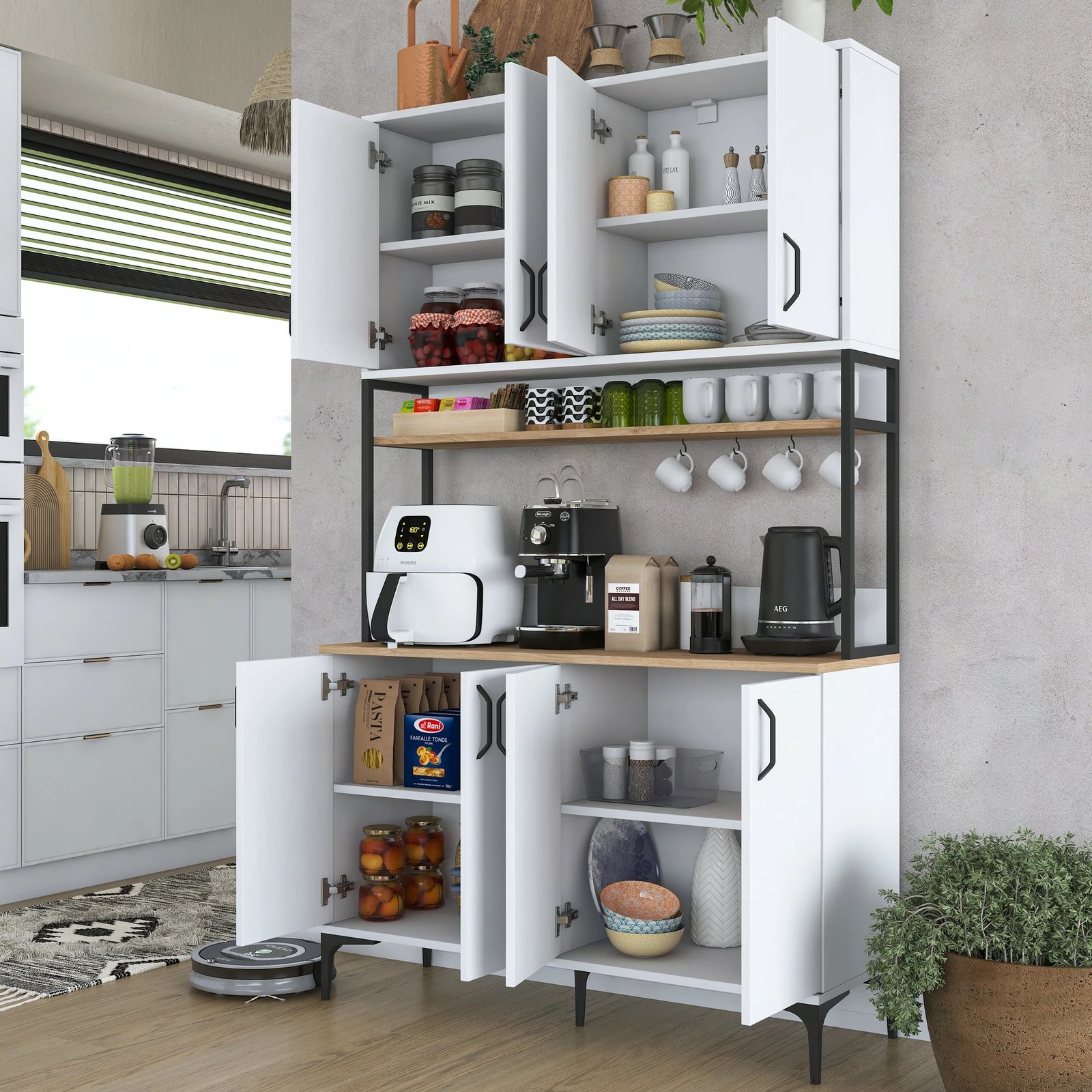 Dollap shumëfunksional Skye Decor, ngjyrë arre dhe e bardhë, JE173 - 3399