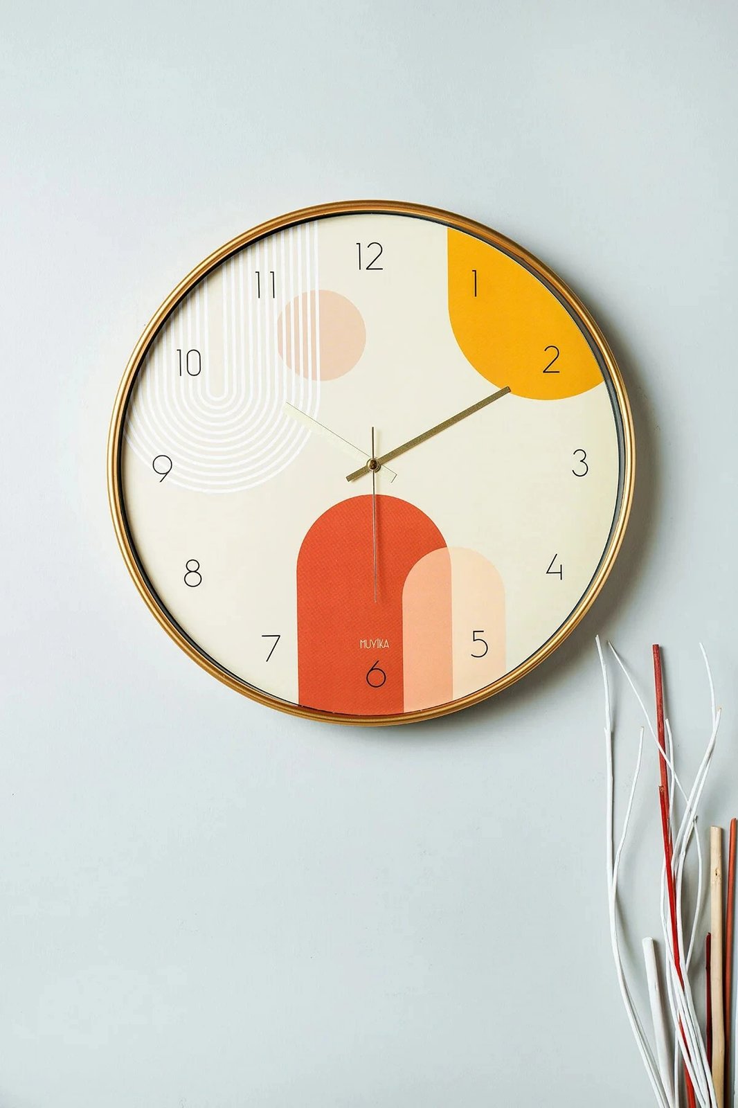 Orë muri dekorative Wallity, Pinobhm, shumëngjyrëshe, 42cm