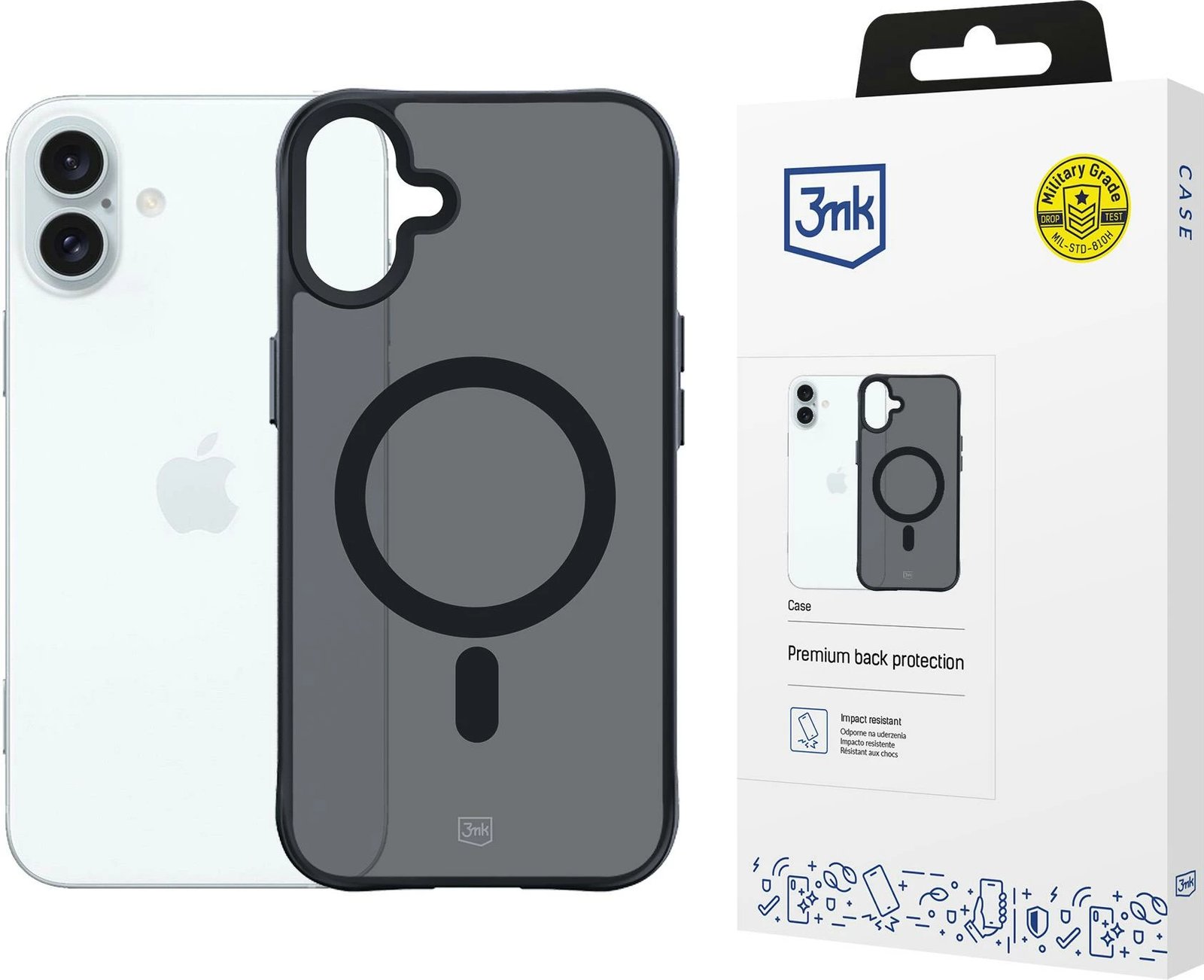 Mbështjellës 3mk Smoke MagCase me MagSafe për iPhone 16 Plus, gjysmë-transparent