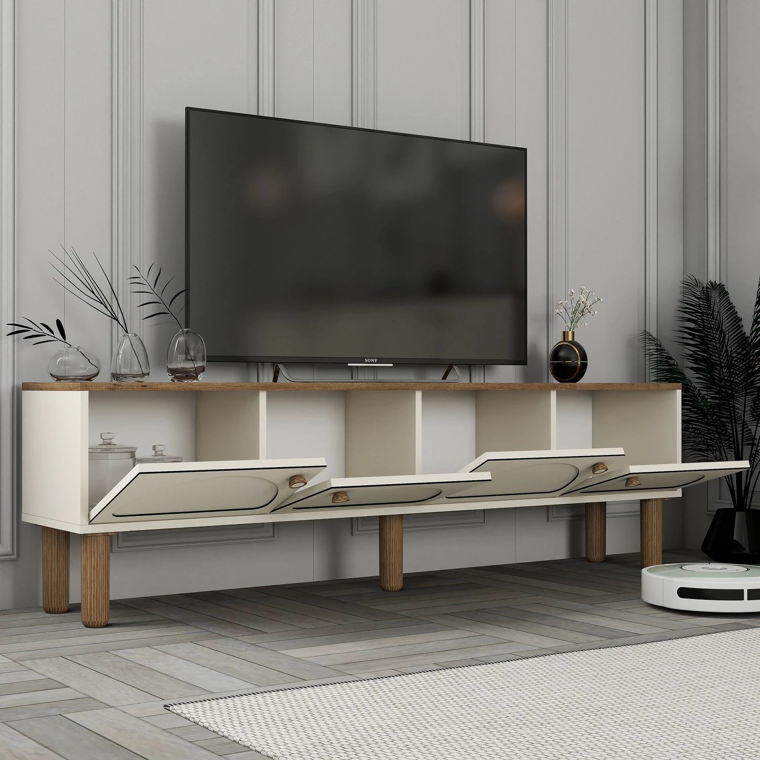 Komodë TV, ngjyrë krem, Skye Decor, Bohem 851