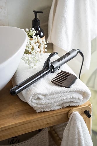 Mërdredhëse flokësh, Adler, AD 2114, 25 mm, ekran LCD, kontroll digjital i temperaturës, veshje qeramike, gri/zezë