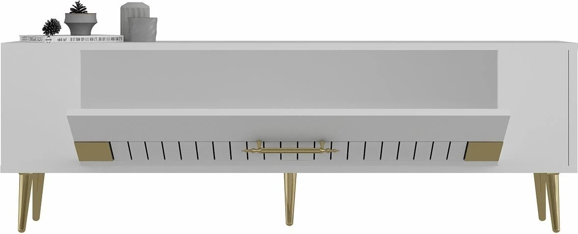 Komodë TV Skye Decor, e bardhë, e artë, Retrolp4