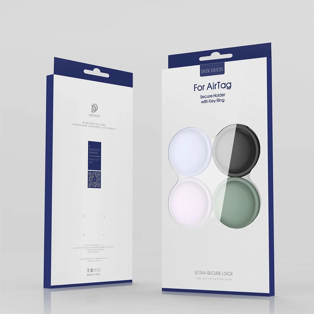 Mbështjellës silikon Dux Ducis për AirTag, set 4 copë, e zezë/e gjelbër/rozë/blu