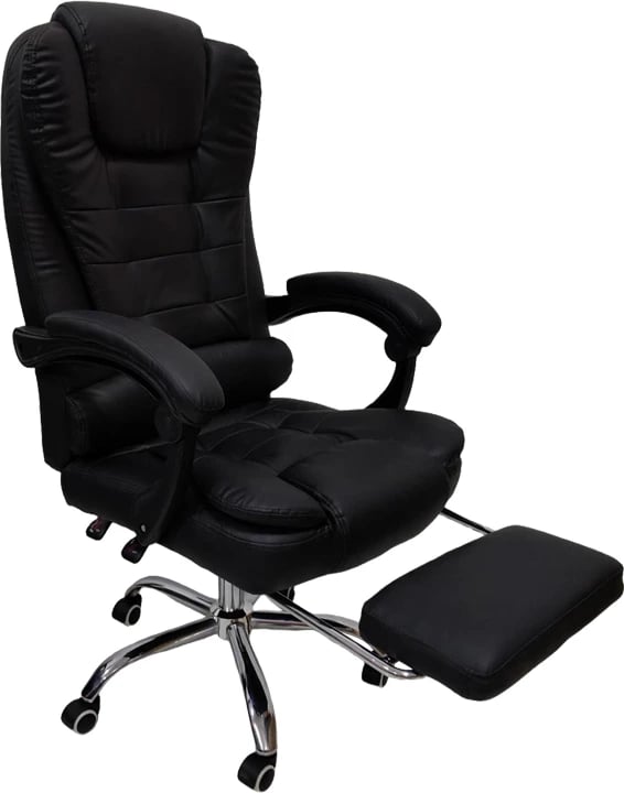 Karrige zyre regjisori me mbështetëse këmbësh, ngjyrë e zezë, Worko, 66x62x113-121cm