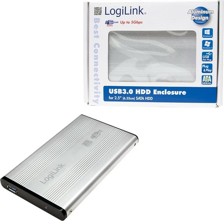 Kasë e jashtme LogiLink UA0106A, 2.5", Serial ATA II, Serial ATA, 5 Gbit/s, Argjendtë