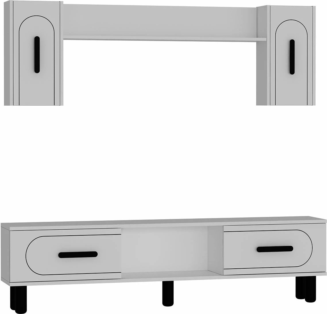 Komodë TV Skye Decor, yosun bohem, e bardhë, e zezë