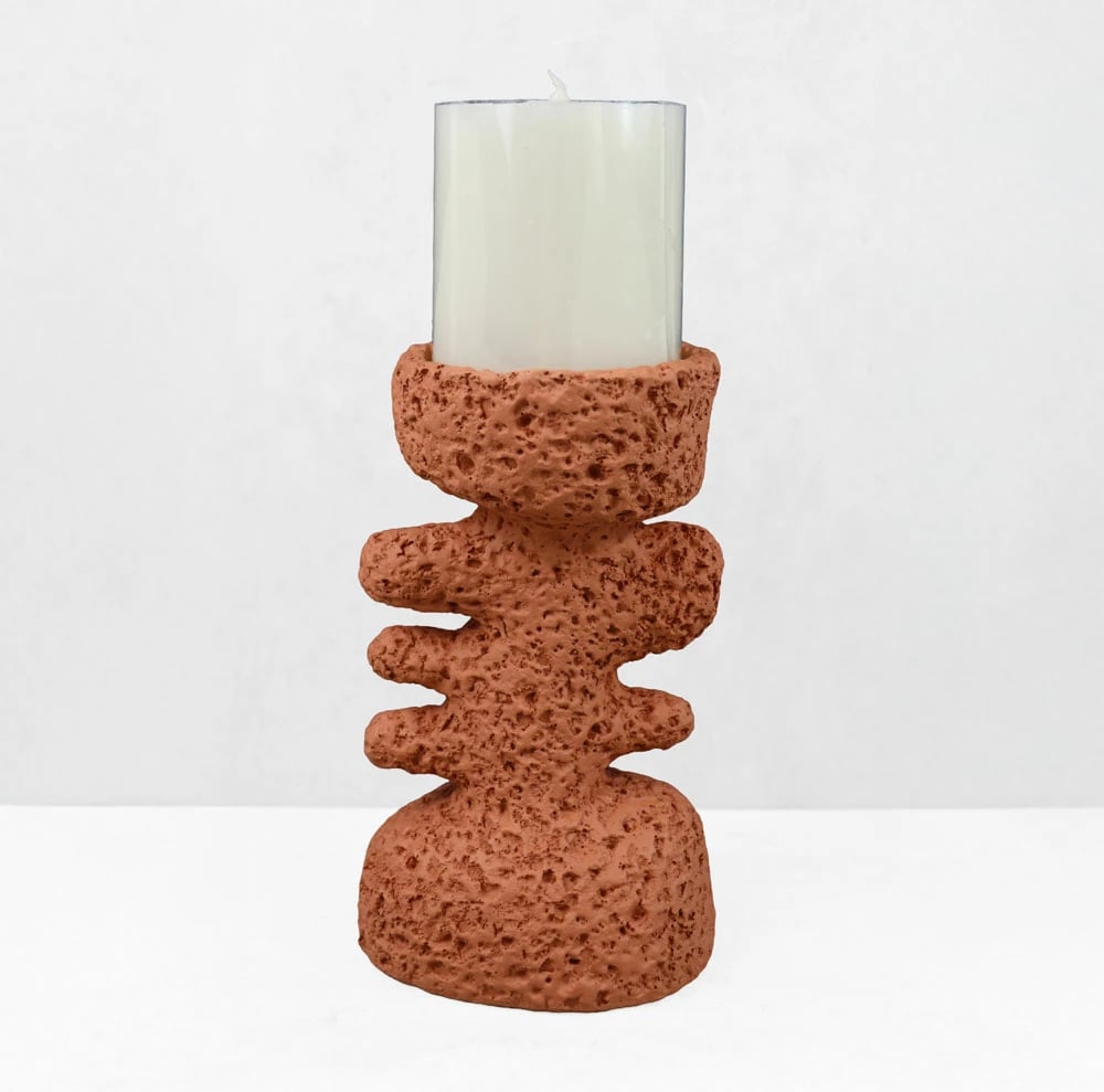 Mbajtës qiriri dekorativ KYCLADIC I, rrëshirë, portokalli, 12x10x20cm