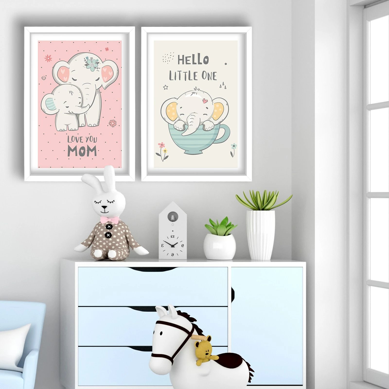 Pikturë dekorative me kornizë MDF, 2 copë, ngjyrë rozë dhe e bardhë, Wallity, 2P3853BCT-004