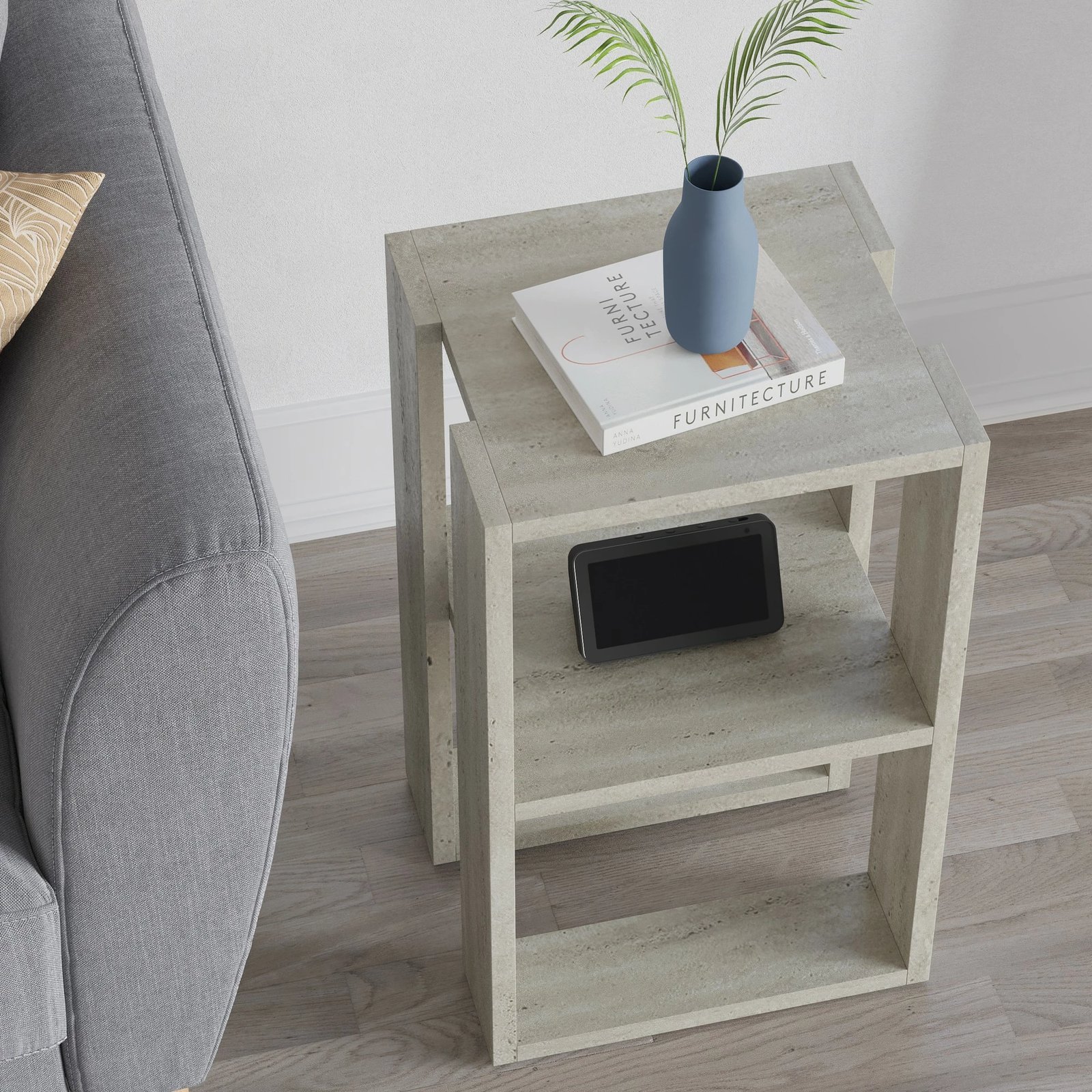 Komodinë nate Skye Decor, Lonie, ngjyrë travertin, 2 nivele