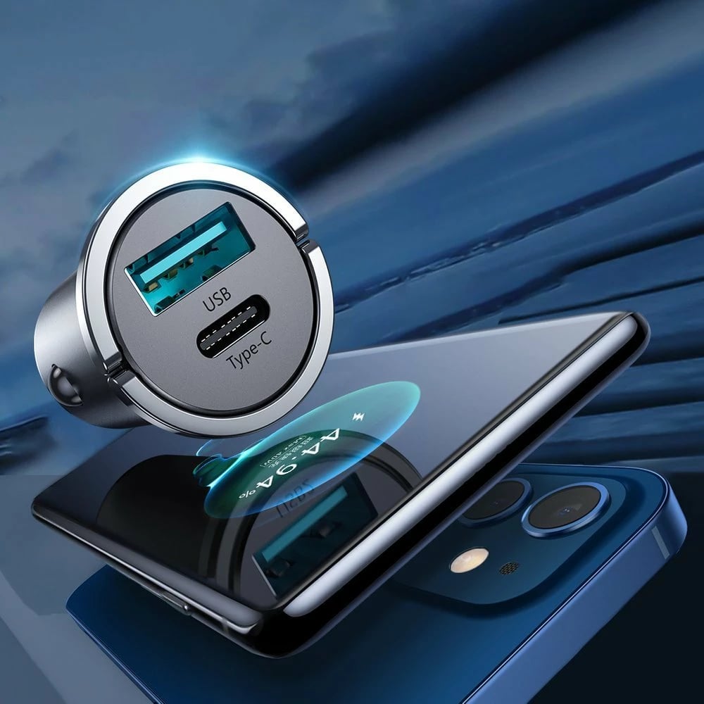 Karikues veture Joyroom C-A35, 45 W, 2 porta USB/USB-C, Gri