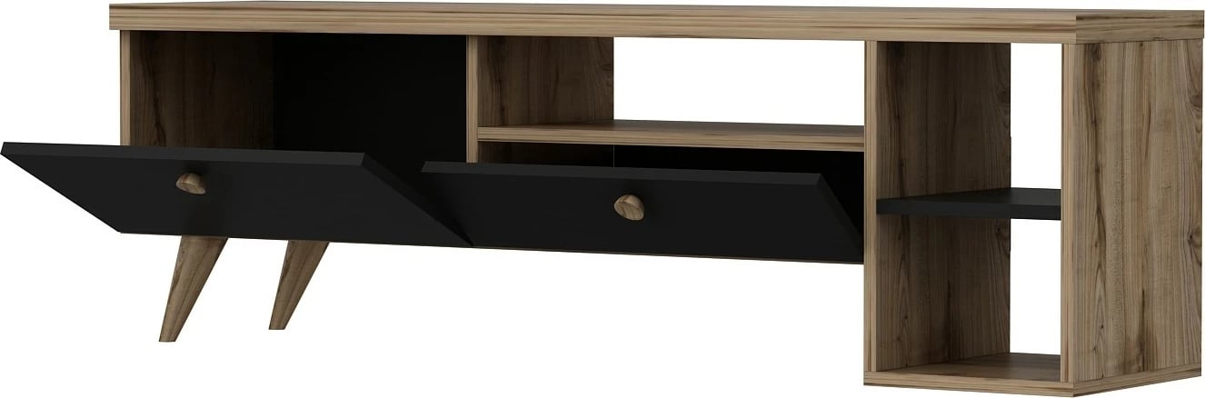 Komodë TV Parion, ngjyrë e zezë dhe lis, Hanah Home