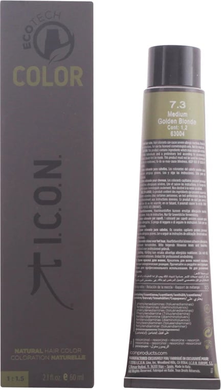Ngjyrë për flokë unisex ICON Ecotech Color 7.3 Blonde e Artë Mesatare 60ml