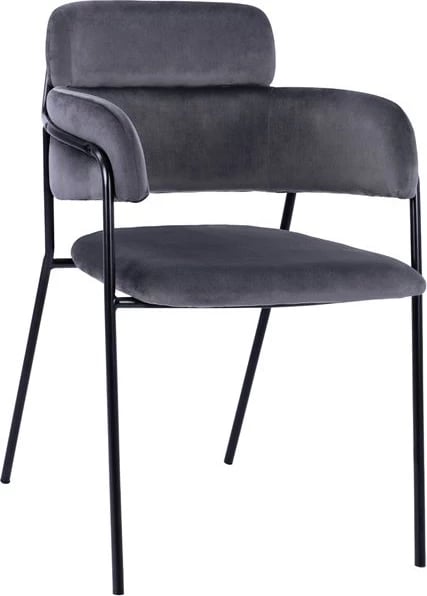 Fotelje Kelso FH8521.01 Kadife Gri e Errët & Këmbë të Zeza 52,5x52x80 cm, set prej 2 copash