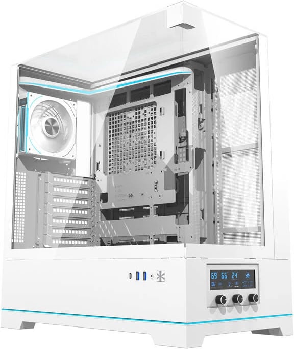 Kasë Darkflash DY450 PRO, Big Tower, me xham të temperuar, 1 ventilator, e bardhë