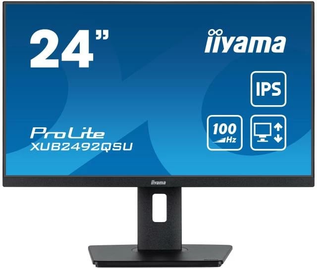 Monitor iiyama ProLite XUB2492QSU-B1 24" IPS 100Hz FreeSync USB 3.2 hub altoparlantë HDMI/DisplayPort i zi
