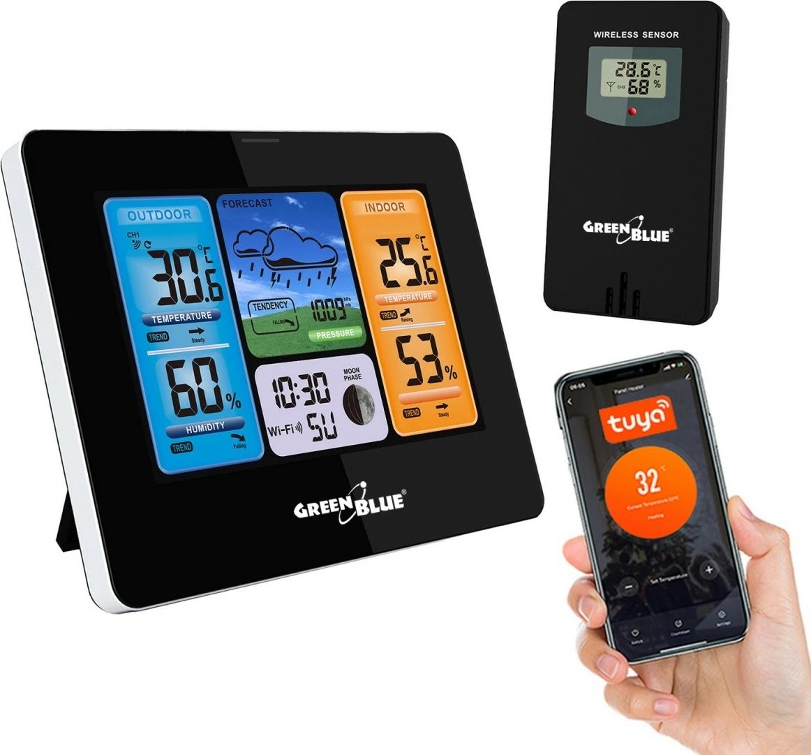 Stacion moti WiFi GreenBlue GB215, me sensor pa tela, i zi