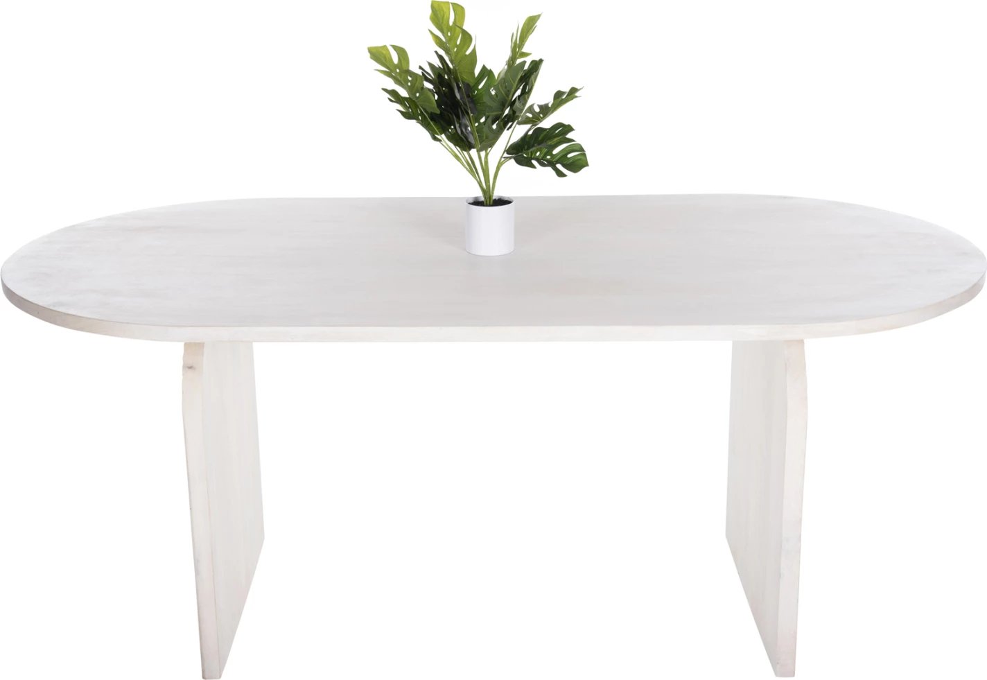 Tavolinë ovale për ngrënie, dru mango, ngjyrë e bardhë, FH9690, 180,5x90,5x76 cm