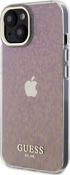 Mbështjellës Guess GUHCP15SHDECMP për iPhone 15 6.1", i fortë, efekt pasqyre, rozë