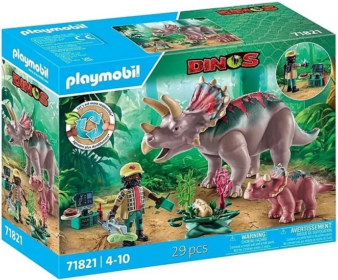 Set figurash Playmobil Dinos 71821 Triceratops me aksesorë, 29 pjesë