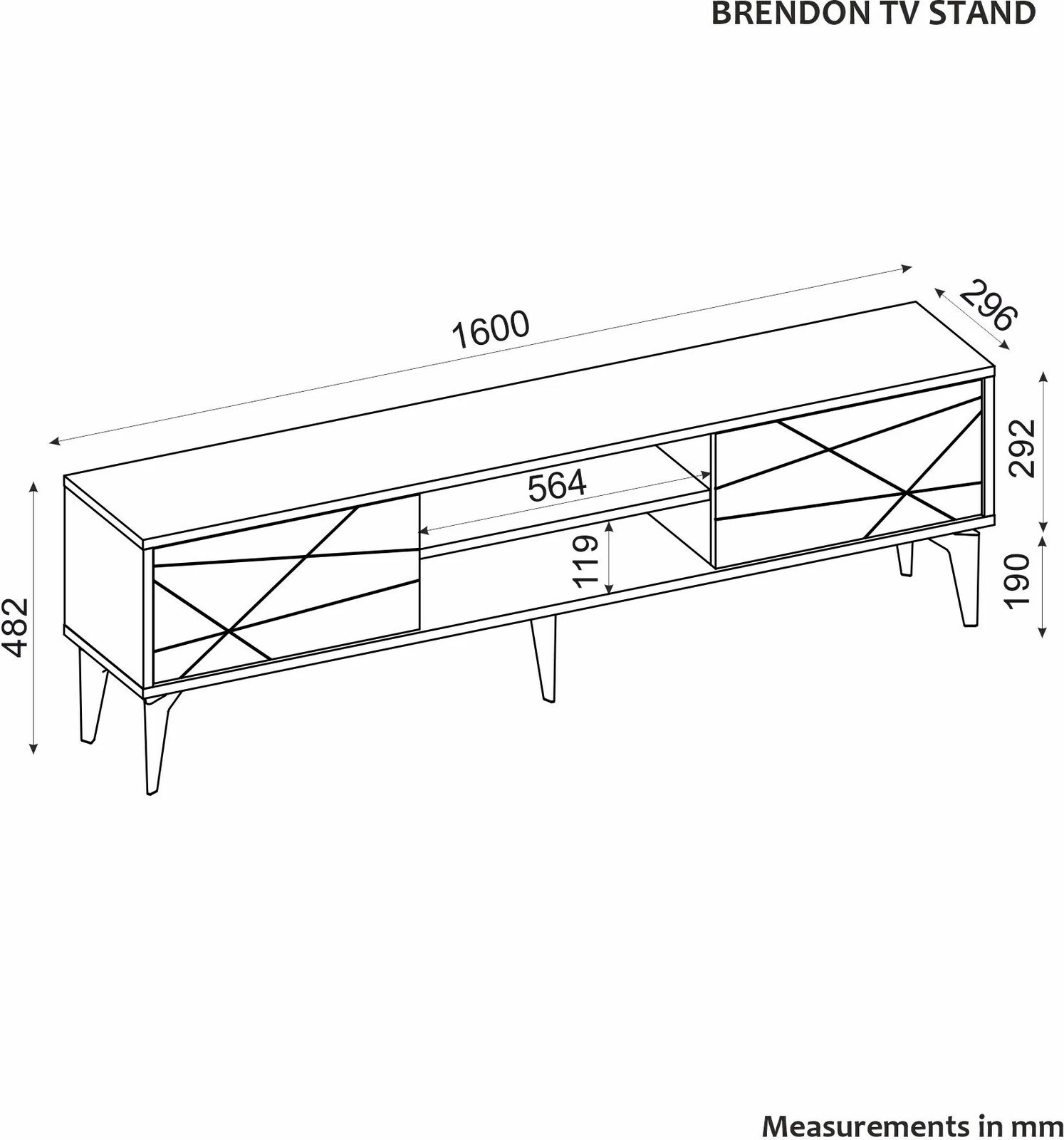 Komodë TV, Skye Decor, Brendon, ngjyrë lisi safir