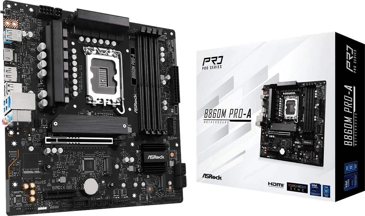 Pllakë amë ASRock B860M Pro-A, micro ATX, Socket 1851, 256 GB max RAM, e zezë