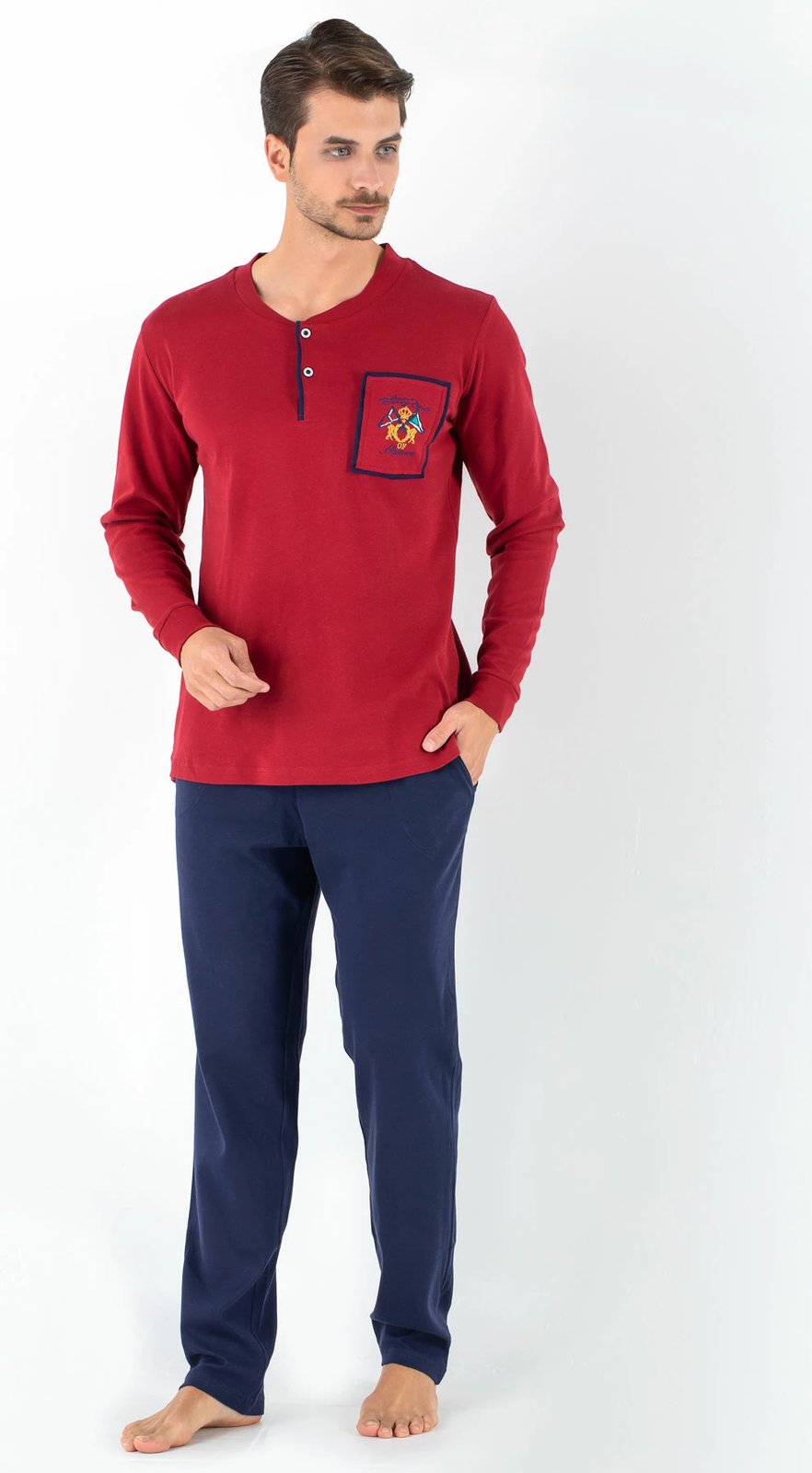 Pizhama për burra Jumeon, 256-020530, ngjyrë e kuqe e errët (Claret Red)