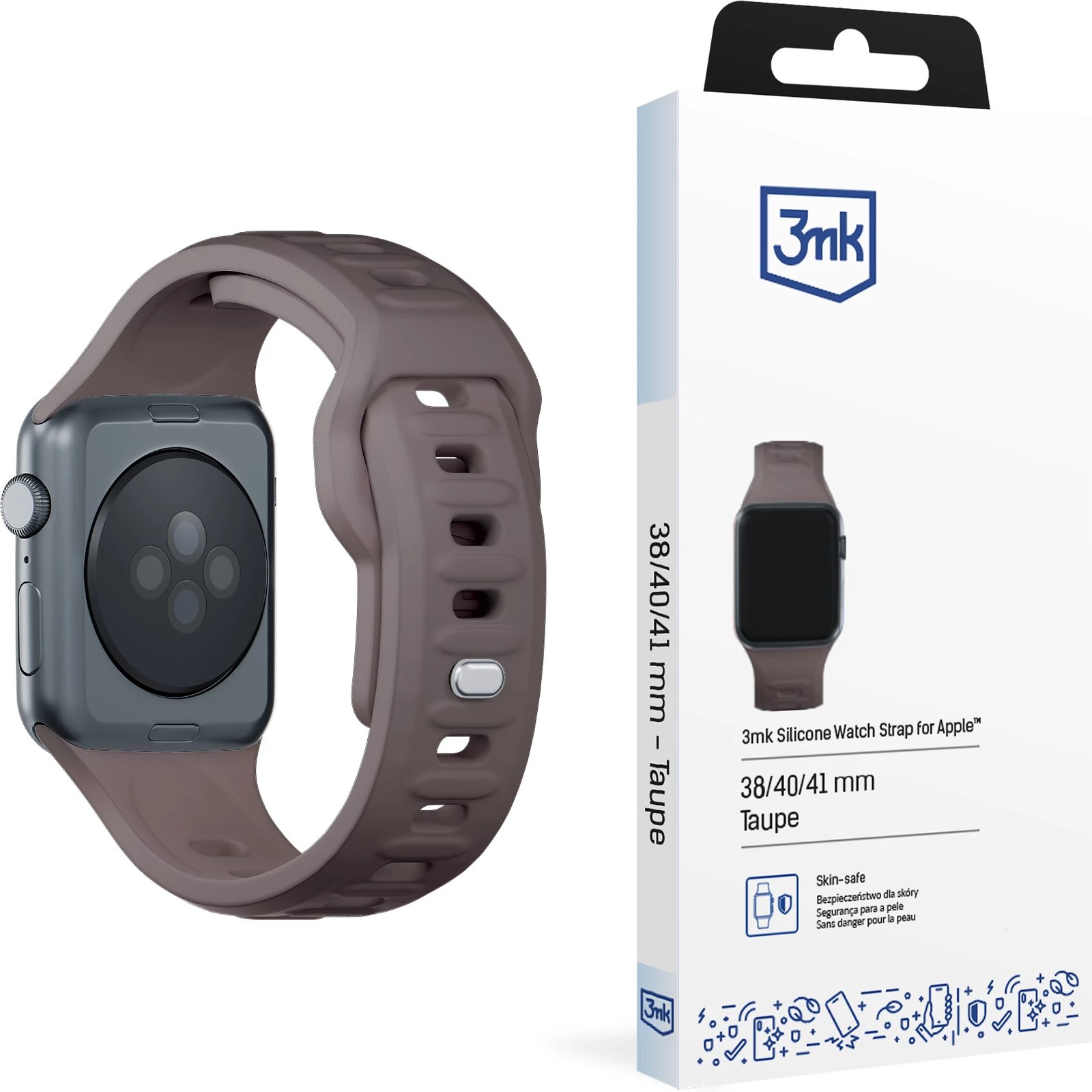 Rrip silikoni për Apple Watch 3mk, 38/40/41mm, Gri e errët