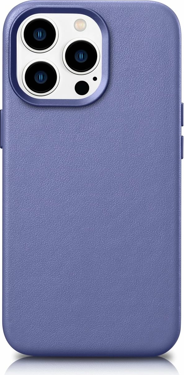 Mbështjellës iCarer për iPhone 14 Pro Max, lëkurë natyrale, MagSafe, Vjollcë e çelët