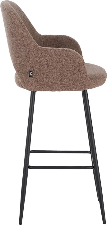 Karrige për bar Renish, stof teddy ngjyrë kapuçino, këmbë metali të zeza, 51x57x114cm