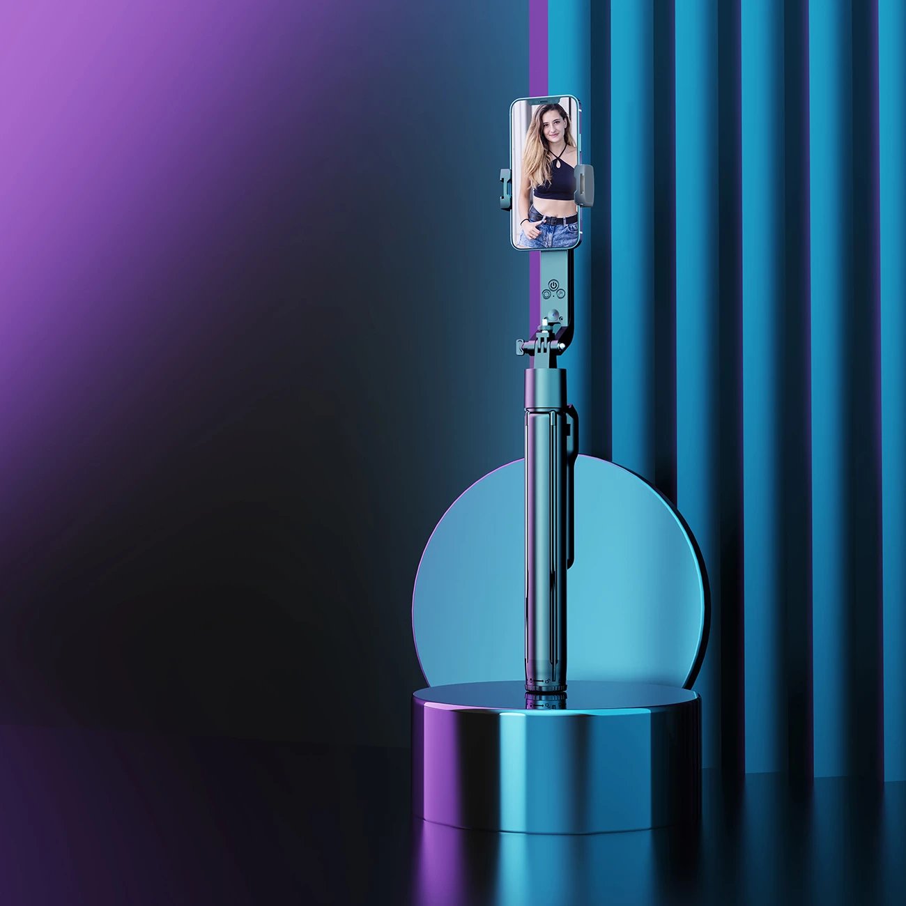 Selfie stick me tripod Wozinsky WST-360YS, AI auto face tracking, 360°, i zi