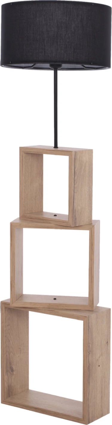 Llambë dyshemeje, MDF natyral, kapak cilindrik i zi, 37x14x138Hcm, FH7608.02