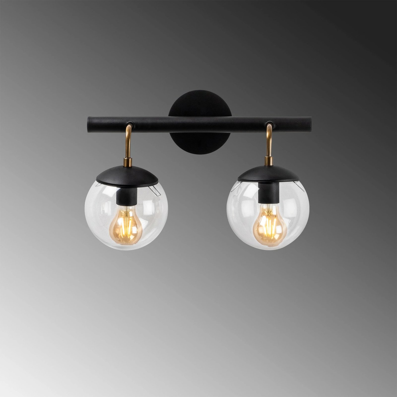 Llambë muri Opviq Gondol - 3012, metal i zi, kapak qelqi, 41x20cm, 28cm lartësi