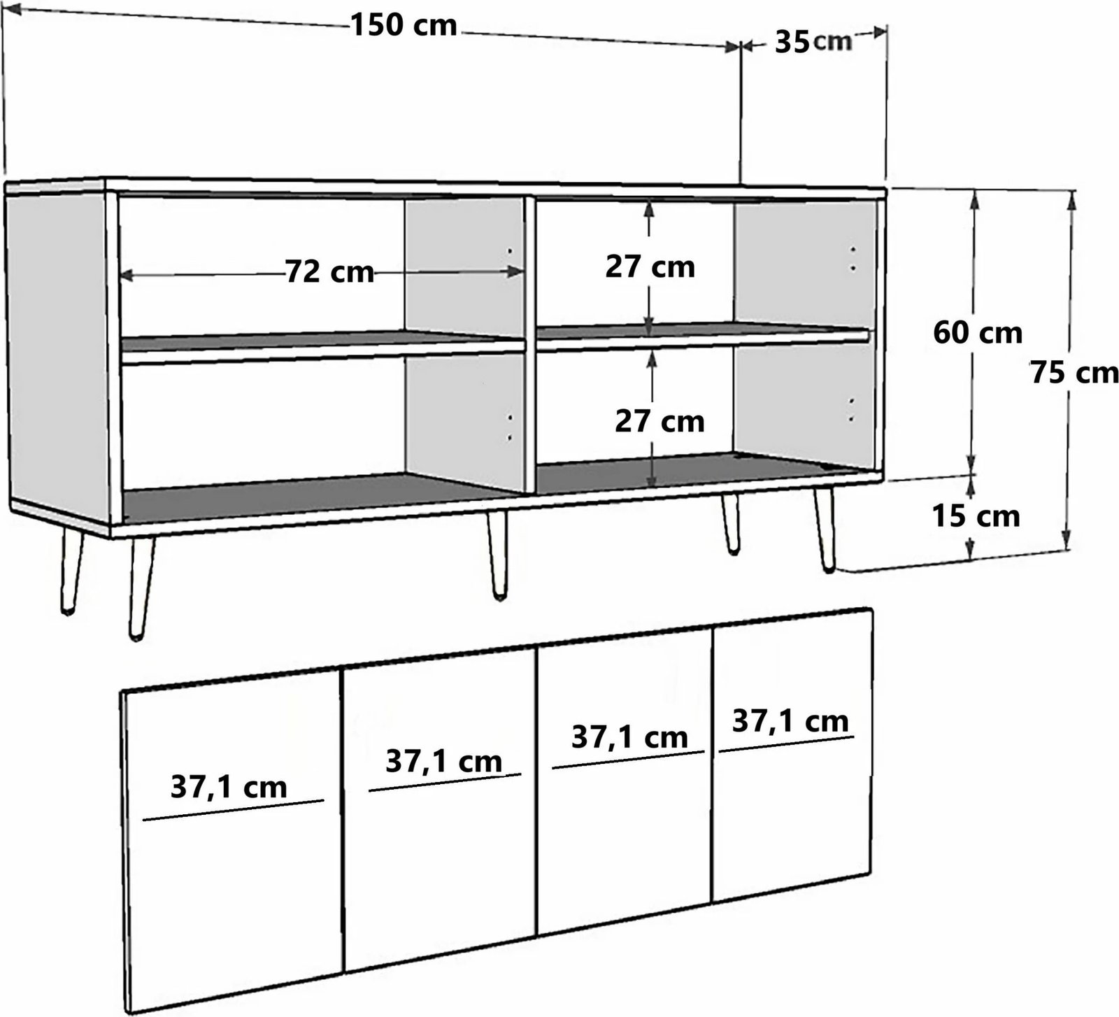 Konsol Skye Decor, e bardhë, e artë, Dome KB150