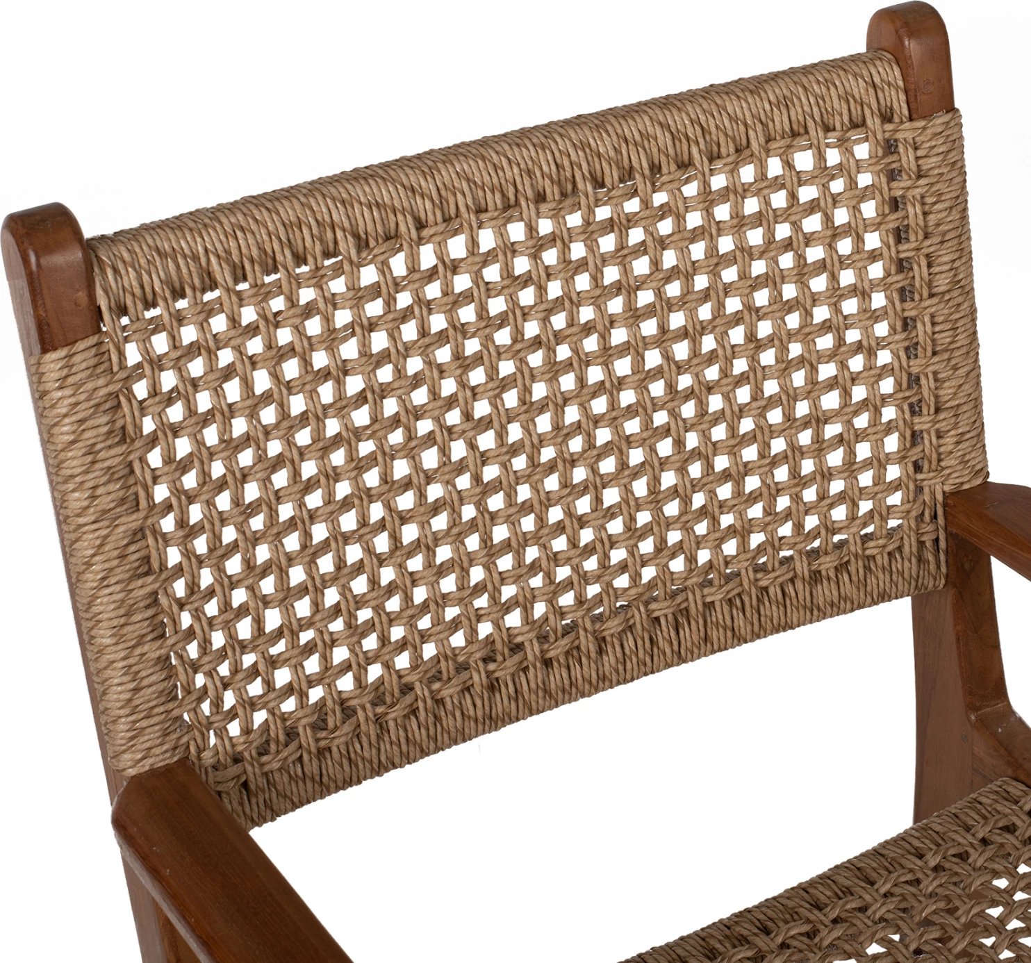 Karrige me krahë, dru teak, ngjyrë natyrale, litar rattan, 54x58x88H cm, FH9385.01