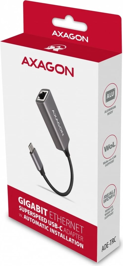 Adapter rrjeti AXAGON ADE-TRC, USB-C 3.2 Gen 1, Gigabit Ethernet, Titanium Gri
