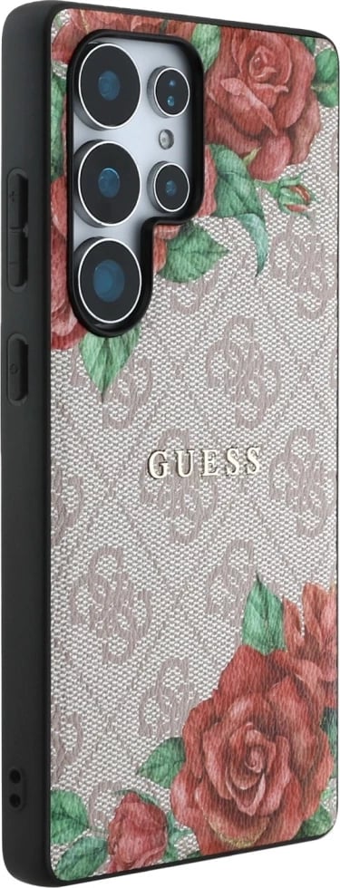 Mbështjellës Guess Leather 4G Flowers Print Metal Classic Logo MagSafe për Samsung Galaxy S25 Ultra, Rozë Mbështjellës Guess Leather 4G Flowers Print Metal Classic Logo MagSafe për Samsung Galaxy S25 Ultra, Rozë