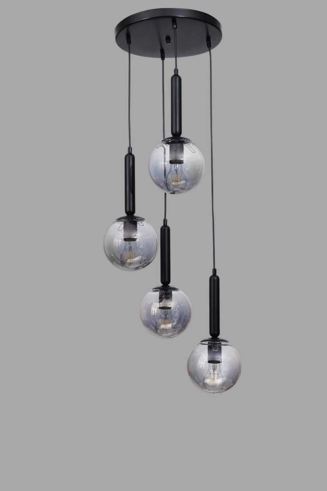 Llambë tavani Opviq, 9059-4, metal e xham, ngjyrë gri e zezë