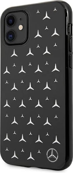 Mbështjellës Mercedes MEHCN61ESPBK për iPhone 11, hardcase, Silver Stars Pattern, zi