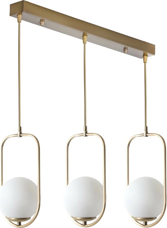 Llambë tavani Opviq, ahu, 3 sfera, qelq i bardhë, bakër