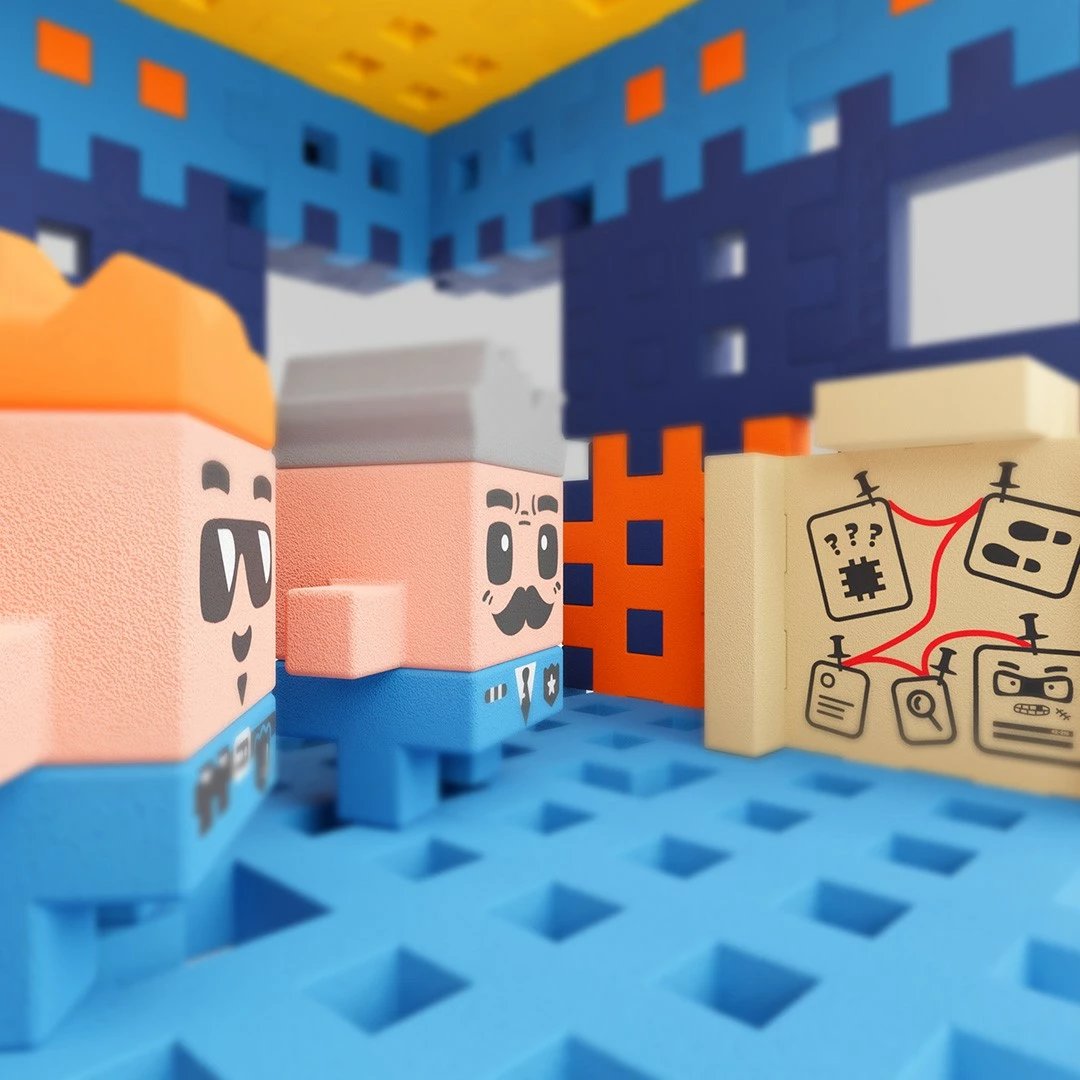 Set lodrash ndërtimi Marioinex Mini Waffle City, 280 pjesë, Stacion policie me figurina dhe automjete