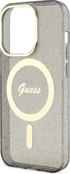 Mbështjellës Guess GUHMP14LHCMCGK për iPhone 14 Pro 6.1", Glitter Gold MagSafe, i zi Mbështjellës Guess GUHMP14LHCMCGK për iPhone 14 Pro 6.1", Glitter Gold MagSafe, i zi