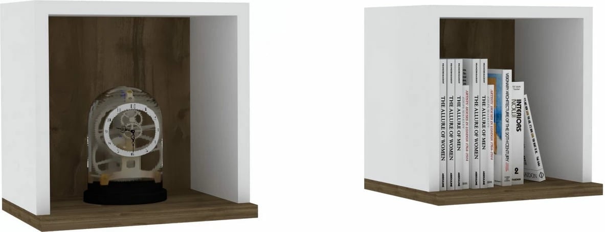 Raft muri Hanah Home, Sevima, bardhë dhe arre, set prej 2 copash