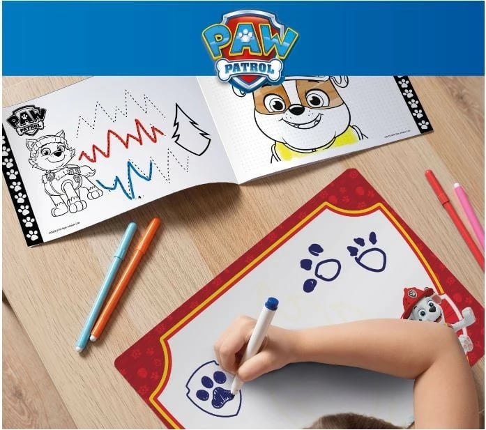 Set vizatimi Lisciani Paw Patrol, 4 tablica të fshirshme, marker, fletore ushtrimesh