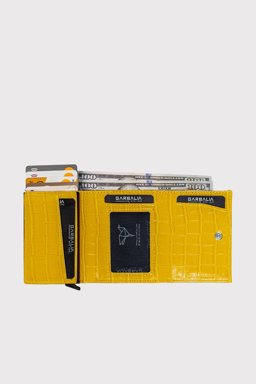 Portofol unisex, ngjyrë mustard, Malta Croco