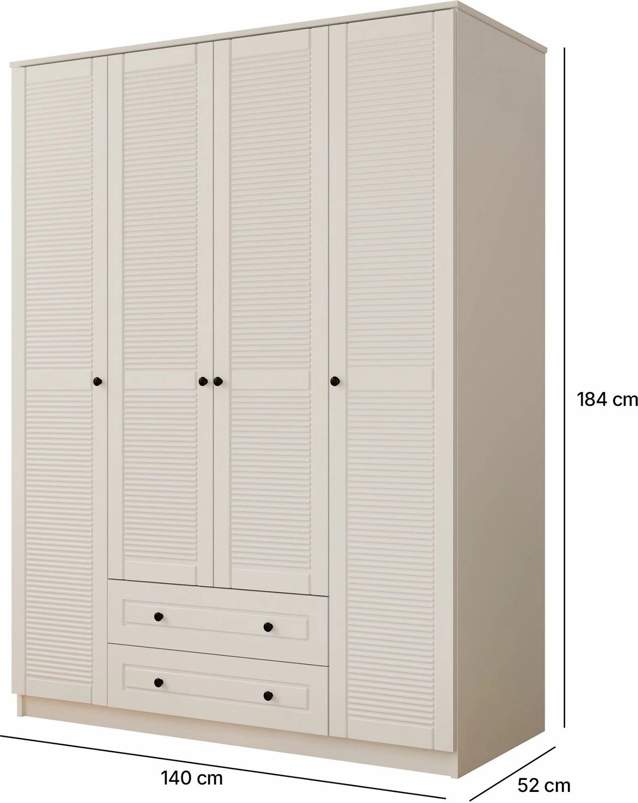 Dollap rrobash, ngjyrë e bardhë mat, Skye Decor, Rb-063, 140x184x52cm