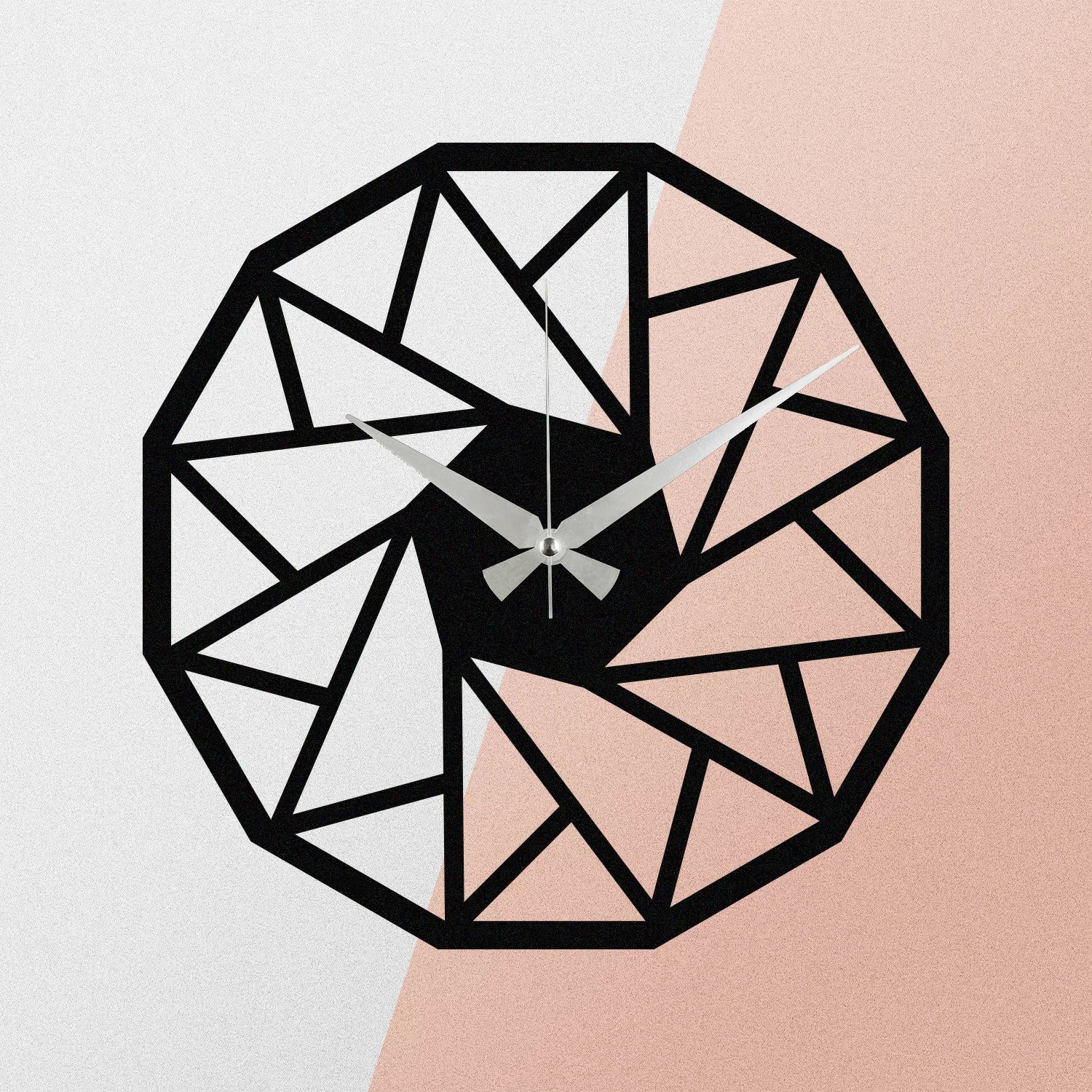 Orë muri dekorative prej metali, Wallity Enzoclock - S007, e zezë, 48x48cm