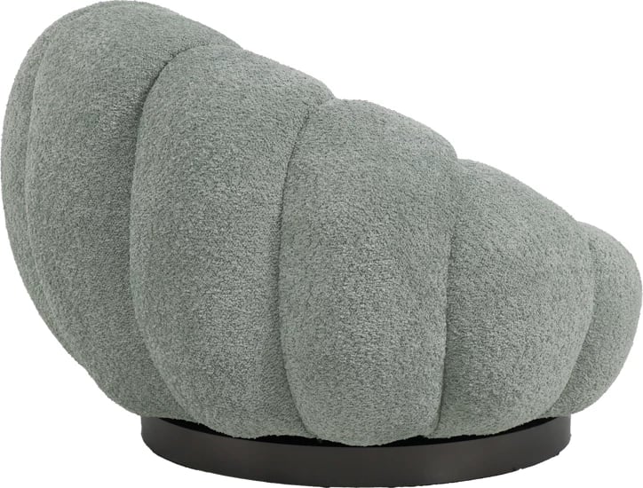 Karrige rrotulluese Nester, pëlhurë boucle, ngjyrë e gjelbër e çelët, 98x97x69cm