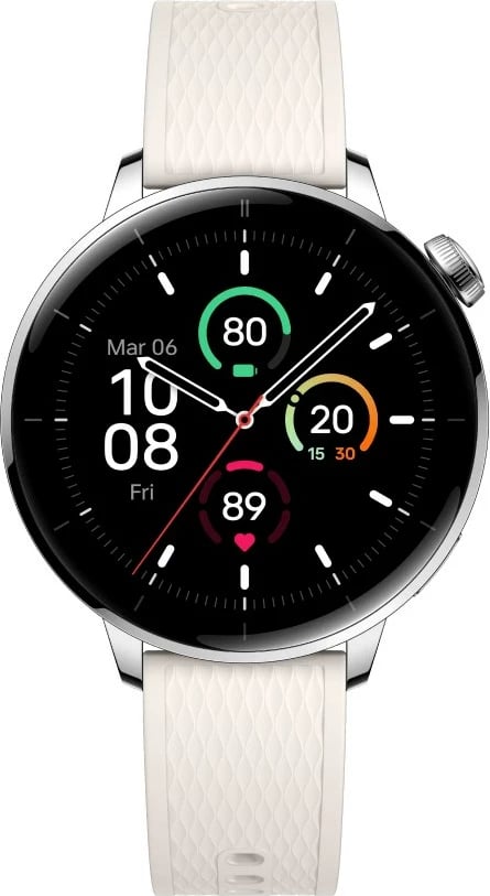 Smartwatch OnePlus Watch 3, 43mm, AMOLED, 60 orë bateri, Titanium, Bardhë